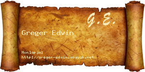 Greger Edvin névjegykártya